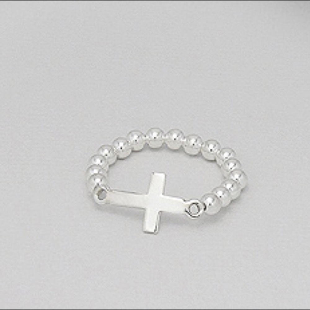 Sterling Silver Cross Ring (Stretch) ~